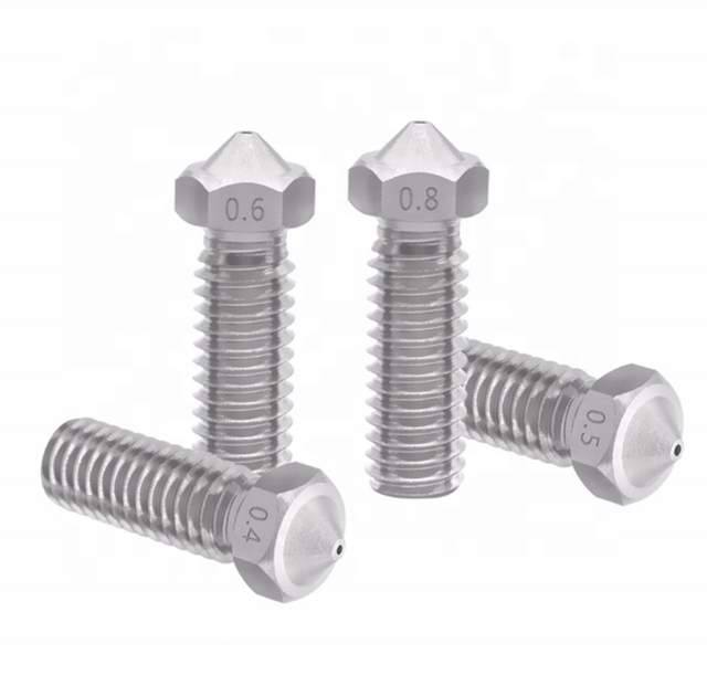 Volcano Stainless Steel Nozzles For 3D Printer 0.2mm-1.2mm For 1.75/3.0mm Extra Lengthen M6 Nozzles parts