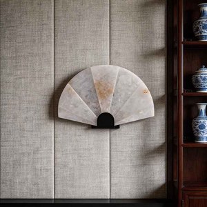 Lampada da Parete a Ventaglio in Pietra Naturale, Applique Decorativa Moderna in Marmo, Lussuosa Illuminazione da Interni - Product Image 4