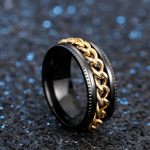 Anello a Catena Rotante per Donne, Gioiello da Dito Hip Hop con Texture alla Moda - Product Image 5