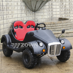 รถยนต์ไฟฟ้า ZOWN สไตล์วินเทจ สำหรับขับขี่ออฟโรด สีดำ เบาะสีแดง ดีไซน์เปิดประทุน - Product Image 2