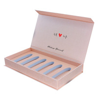 Emballages magnétiques de cosmétiques personnalisés Coffrets cadeaux en papier rose Coffret trio de brillant à lèvres