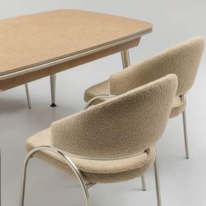 Table à manger de luxe Efsane avec plateau en marbre crème, 6 personnes, design moderne européen, pieds en acier inoxydable, rectangulaire, design stable, Turquie - Product Image 2