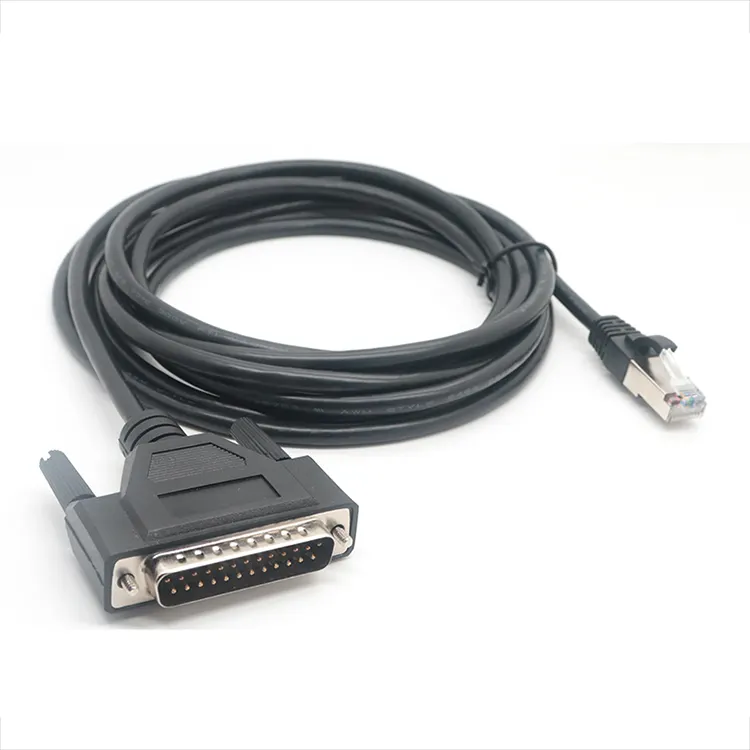 Sekrup Dudukan DB25 VGA Ke 10p10c Rj50 Kabel Ethernet Patch 24AWG Terlindung untuk Komunikasi Sinyal
