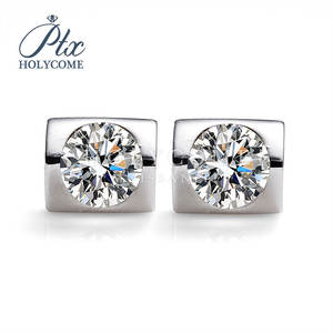 ต่างหูเพชรโมอิสชุบทอง S925 5มม. ลายแองเจิลจูบดีไซน์แบบ VVS - Product Image 1