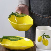 Services de table modernes en céramique motif animaux et citrons, style Europe/Amérique du Nord, écologiques, compatibles micro-ondes et lave-vaisselle, pour restaurants festifs