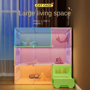 Luxus moderne ein Schlafzimmer ein Wohnzimmer ein Badezimmer unabhängige Räume Holz Katzen haus mit ausziehbarer Toilette drei Etagen - Product Image 4