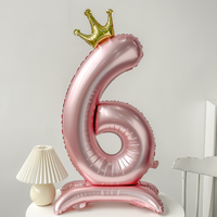 Chiffre 1 géant en aluminium rose de 40 pouces, à assembler, à l'hélium, thème Princesse, pour Baby Shower et Premier Anniversaire