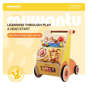Marche-bébé en bois MUWANTU avec panneau de conduite, volant, marche-bébé multifonctionnel pour tout-petits - Product Image 2
