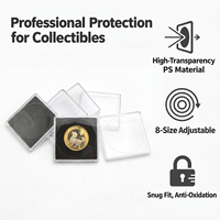 Boîte carrée en plastique transparent pour ranger les pièces de monnaie, boîte de présentation pour médailles commémoratives, boîte cadeau souvenir pour collection de pièces de monnaie et badges
