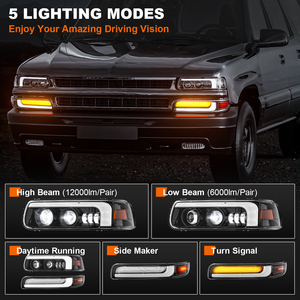 Loyo xe tải Led Đèn Pha với Hight lo chùm DRL cho 1999-2002 Chevy Silverado 1500 2500 00-06 ngoại ô ô tô đèn pha - Product Image 2