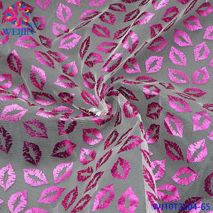 Venta caliente personalizado chapado en oro impreso Rosa rojo labio estampado hoja tul Malla tela brillante tejido de punto vestido Formal falda de escenario - Product Image 5