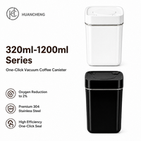 Bocal à café sous vide à un clic en acier inoxydable 304, hermétique, pour le stockage des grains, anti-humidité, design carré pour cuisine
