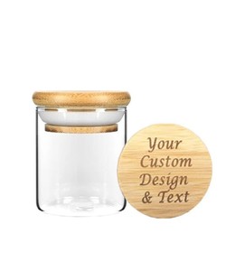 Borosilicate 1/8oz Oitavo Flower Power Packages Silicone Ring Seal Sucção Tampa 3,5 gramas Frascos de vidro 2oz com tampas de madeira - Product Image 1