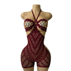 Conjunto de Ropa Sexy con Cuello Halter y Diamantes, para Fiesta de Carnaval, Ropa de Bailarina Exótica, Atuendo de Stripper, Ropa de Actuación - Product Image 4