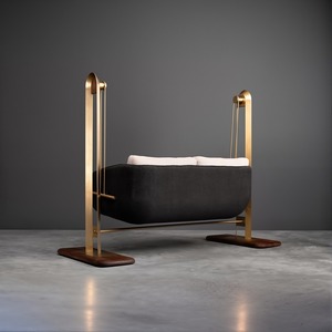 Divano italiano in tessuto minimalista, divano con culla a fila diritta del Designer del soggiorno, luce moderna minimalista divano sospeso di lusso - Product Image 3