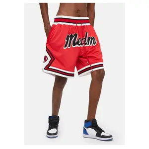 Mesh Basketball Gym Shorts Custom Patch Embroidery Mesh Shorts Applique Embroidery Shorts