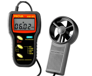 Anémomètre numérique portable PROVA AVM-301, mesureur de vitesse du vent, testeur de vitesse de l'air CFM, jauge pour système de ventilation industrielle - Product Image 1