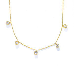 Landy Wholesale Fashion Jewelry Colliers en argent sterling 925 plaqué or Collier géométrique carré rond gouttes d'eau Collier en diamant - Product Image 1