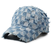 Gorra de béisbol a cuadros con estrellas, estilo vaquero desgastado, ajustable, informal, unisex, para streetwear, gorras de béisbol