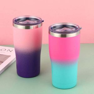 20oz Gradient Curve Tumbler <b>Double</b> <b>Wall</b> Vacuum Insulated Stainless Steel Mug with 2in1 Detachable Lid Gift - Product Image 1