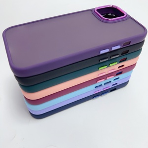Matte Skin Cảm Giác Kim Loại Ống Kính Khung Điện Thoại Trường Hợp Đối Với <span class=keywords><strong>iPhone</strong></span> 15 Pro 14 Cộng Với 12 13 11 Pro Max Chống Sốc Bumper Cứng PC Bìa Shell - Product Image 3