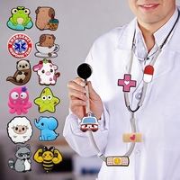 Charmes de stéthoscope mignons en PVC 2D/3D, décor animal sur le thème médical pour les professionnels de la santé, accessoires de stéthoscope pour les médecins et les infirmières