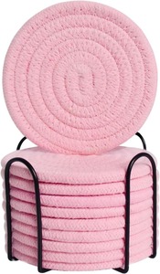 <b>Drink</b> <b>Coasters</b> with Holder Set of 10 Cotton Woven Absorbent <b>Coasters</b> for <b>Drinks</b> Minimalist Home Decor <b>Coaster</b> Set - Product Image 1