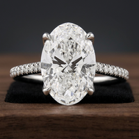 4.20 Karat Oval Laboratuvar Üretimi Elmas Lotus Nişan Yüzüğü Klasik 14K Altın Kaplama Renksiz/VS Berraklık 1.8mm Genişlik