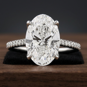 Bague de fiançailles classique en or plaqué 14 carats avec diamant ovale de 4,20 carats cultivé en laboratoire, clarté incolore/VS, largeur 1,8 mm - Product Image 3
