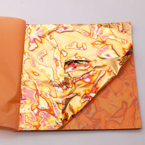 उच्च गुणवत्ता 25 चादरें/बुकलेट 14X14cm तरह तरह पत्ता रंगीन सोने का पत्तर मूंगा रंग पन्नी - Product Image 5