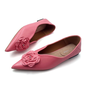 여성용 핑크 PU 가죽 팬시 슈즈 도매 최신 소녀 파티 웨딩 신발 아름다운 패션 여성 여름 플랫 슈즈 - Product Image 3