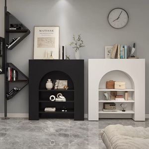 Nordic White Minimalist Modern Wood Fireplace Decoration <strong>French</strong> Background Wall Living Room Ins Homestay Display Cabinet <strong>Shelf</strong> - Product Image 5