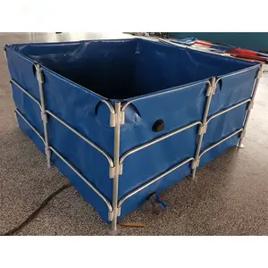 Dayanıklı balık tuzak 4000L ~ 50000L katlanabilir taşınabilir çerçeve PVC branda betta balık tankı tarım