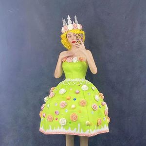 Robe de fête à fleurs vertes Sexy Femmes Spectacle de danse sur scène Costume de carnaval Costumes du paradis - Product Image 1