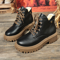 Bottines à plateforme pour femmes, bottes de combat à lacets, doublées de polaire, semelle en caoutchouc, chaussures de mode automne-hiver, 2 couleurs