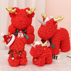 Mother's Day Gift 25cm Artificial Foam Teddy Bear Rose Bear Flower with Gift Box Valentine's Day Present