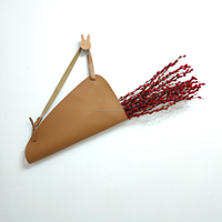 1 pièce Grand support suspendu en cuir PU pour bouquet de fleurs avec crochet lapin, sac de rangement décoratif de Pâques pour fleurs