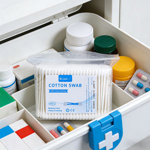 Bâtonnets de coton double tête écologiques absorbants pour maquillage, 300 pièces/sac, avec pochette - Product Image 5