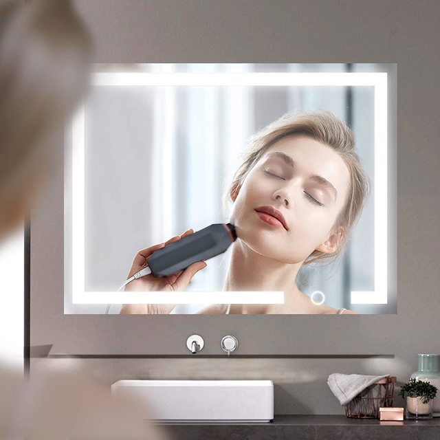 High Quality Luxury Hotel Design Rectangular Aluminum Alloy Smart LED Mirror with Touch Switch