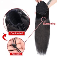 Queue de cheval cheveux humains enveloppant queue de cheval soyeuse droite Remy Extensions de cheveux 100% extensions de cheveux brésiliens couleur naturelle