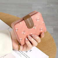 Dompet Wanita Minimalis Geometris Portabel, Tempat Kartu Pendek Bermotif, Dompet Koin dengan Ritsleting