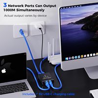 Divisor Gigabit Ethernet 1 a 3, 1000Mbps, Divisor de Internet de Alta Velocidad, Router, Switch, Compatible con Cables Cat5, 6, 7 y 8