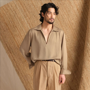 <span class=keywords><strong>Camicia</strong></span> da <span class=keywords><strong>Uomo</strong></span> in Seta Fresca con Scollo a V Profondo, Maniche Lunghe, in Twill Resistente, Acetato, Tencel e <span class=keywords><strong>Lino</strong></span> - Product Image 2