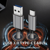 Kabel USB 3.0 Tipe-C 22AWG Pengisian Cepat Transfer Data 5Gbps Dilindungi Lapisan Nilon untuk Komputer, Ponsel, Tablet
