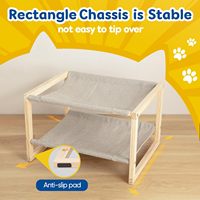 Lit hamac portable double couche en bois pour chat et chien, design surélevé à 2 niveaux, housses amovibles et lavables, construction robuste et naturelle