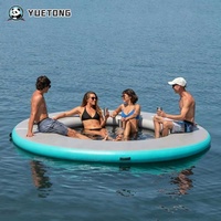 Plateforme flottante gonflable ronde en maille pour bain de soleil, hamac aquatique, île flottante pour lac, ponton gonflable pour plage privée et complexe hôtelier