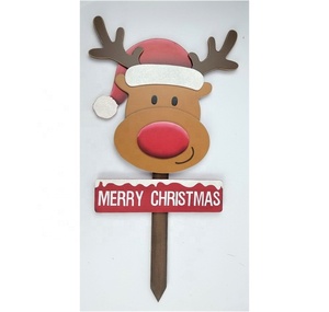 ของตกแต่งประตูวันคริสต์มาสแบบออกแบบได้,สัญลักษณ์ลานตกแต่งคริสต์มาสของตกแต่งรูปซานต้าสัญลักษณ์ไม้แบบตลก - Product Image 1