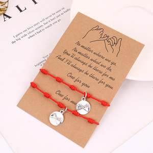 Pulseras de <span class=keywords><strong>Hilo</strong></span> <span class=keywords><strong>Rojo</strong></span> con <span class=keywords><strong>7</strong></span> <span class=keywords><strong>Nudos</strong></span> de la Suerte, Promesa de Amistad, Ajustables, para Parejas - Product Image 1