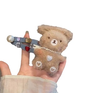 <b>Cute</b> plush toy, little brown <b>bear</b> and bunny, rhinestone hair clip, denim hair clip, high-value sweet hair accessories, Japanese - Product Image 5