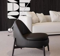 Fauteuil de salon moderne en bois massif, design minimaliste italien, pivotant, avec éponge, pour appartement